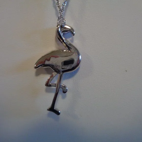 Artistique Sterling Silver Pink Flamingo Crystal Pendant w/Chain NIB - Picture 7 of 14